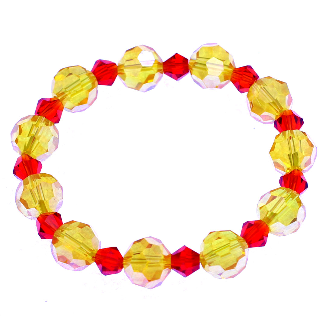 Vòng tay pha lê vàng giác 10 ly pha lê đỏ giác CTFLVGFLOG10