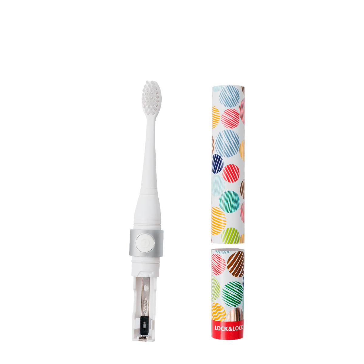 Bàn Chải Đánh Răng Điện Lock&amp;Lock Portable Electric Toothbrush ENR236 Dùng 1 Pin AAA, Không Thấm Nước - Hàng Chính Hãng Tặng Thêm 2 Đầu Bàn Chải Và Combo Ống Hút + Cọ Rửa