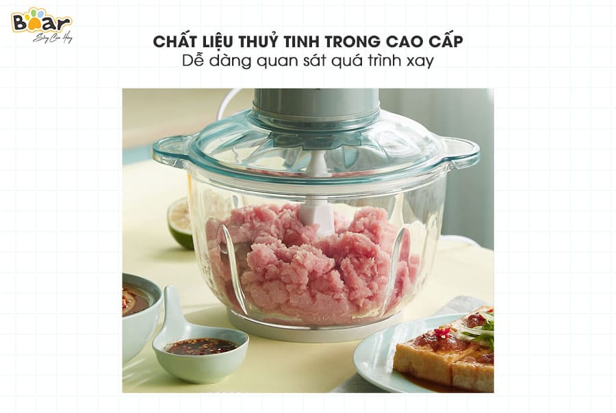 Máy Xay Đa Năng, Máy Xay Thực Phẩm, Máy Xay Thịt BEAR QSJ- C04R8S Xay Cực Êm Khỏe Máy, Dung Tích 2.5 Lít Công Suất Lớn 300 W - Hàng Chính Hãng