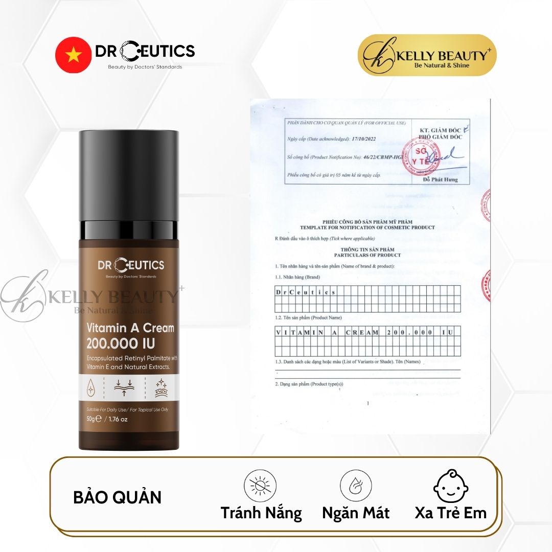 Kem Dưỡng Trẻ Hóa Da DrCeutics Vitamin A Cream 200.000 IU | Kelly Beauty