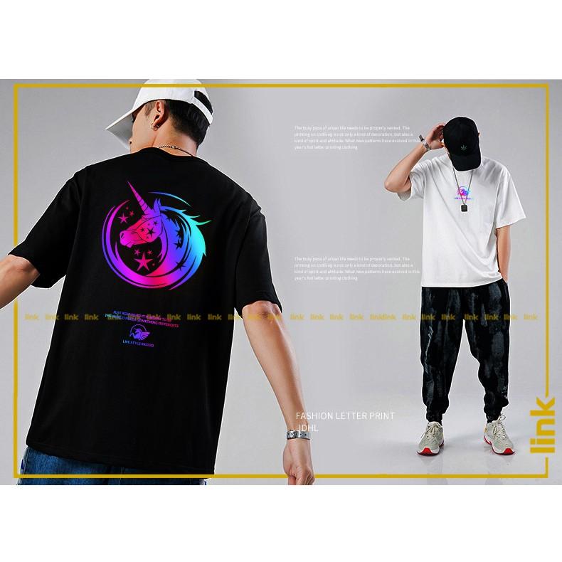 Hình ảnh Áo thun UNICORN phản quang 7 màu phong cách mới UNISEX ( Đen, Trắng )