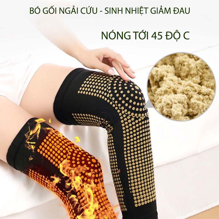 Đôi bó gối ngải cứu 2 mặt loại dài 42cm, làm nóng giúp giảm đau khớp