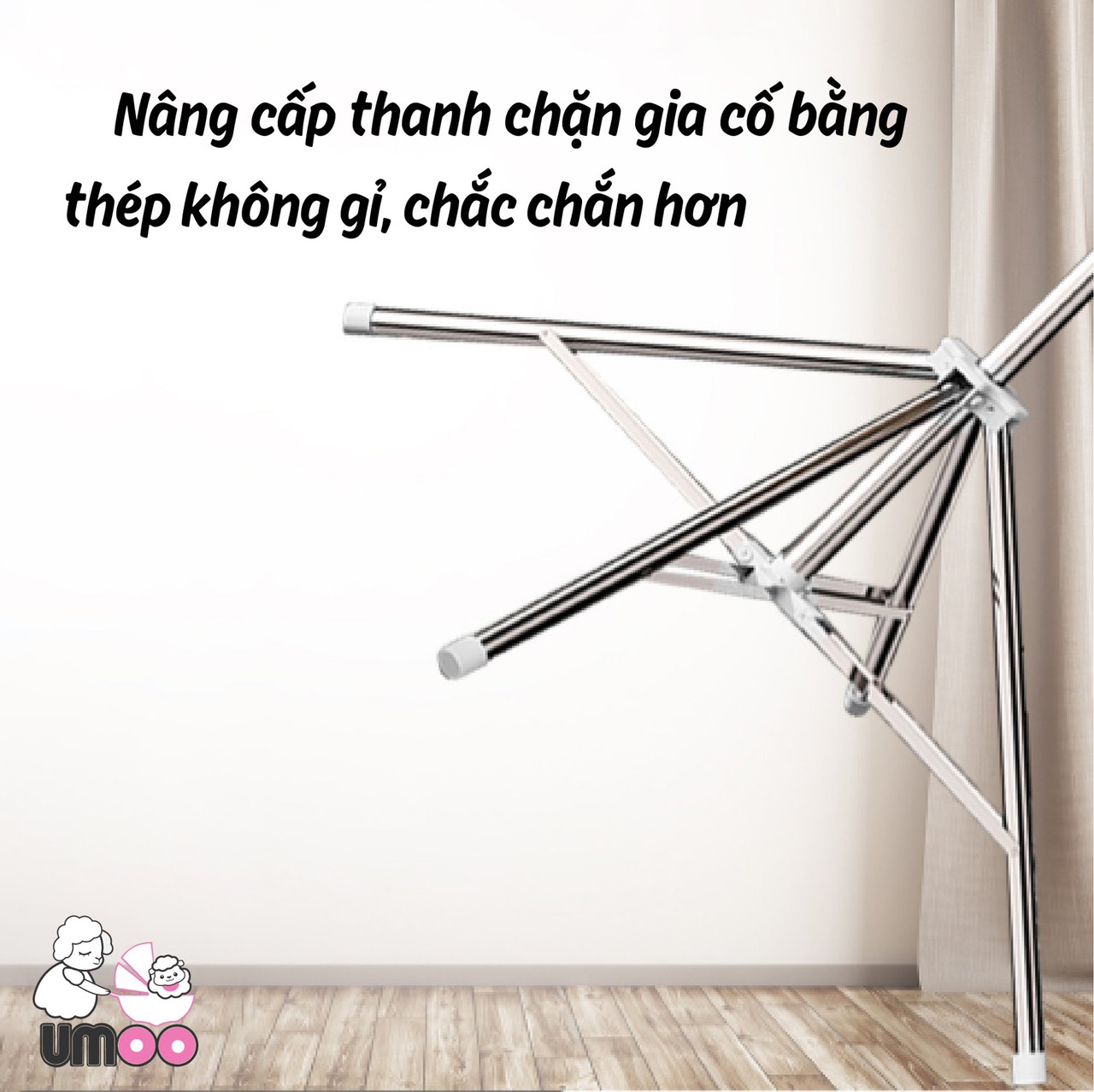 Gía Phơi Quần Áo Inox 3 Tầng Cho Bé, Có Thể Gấp Gọn