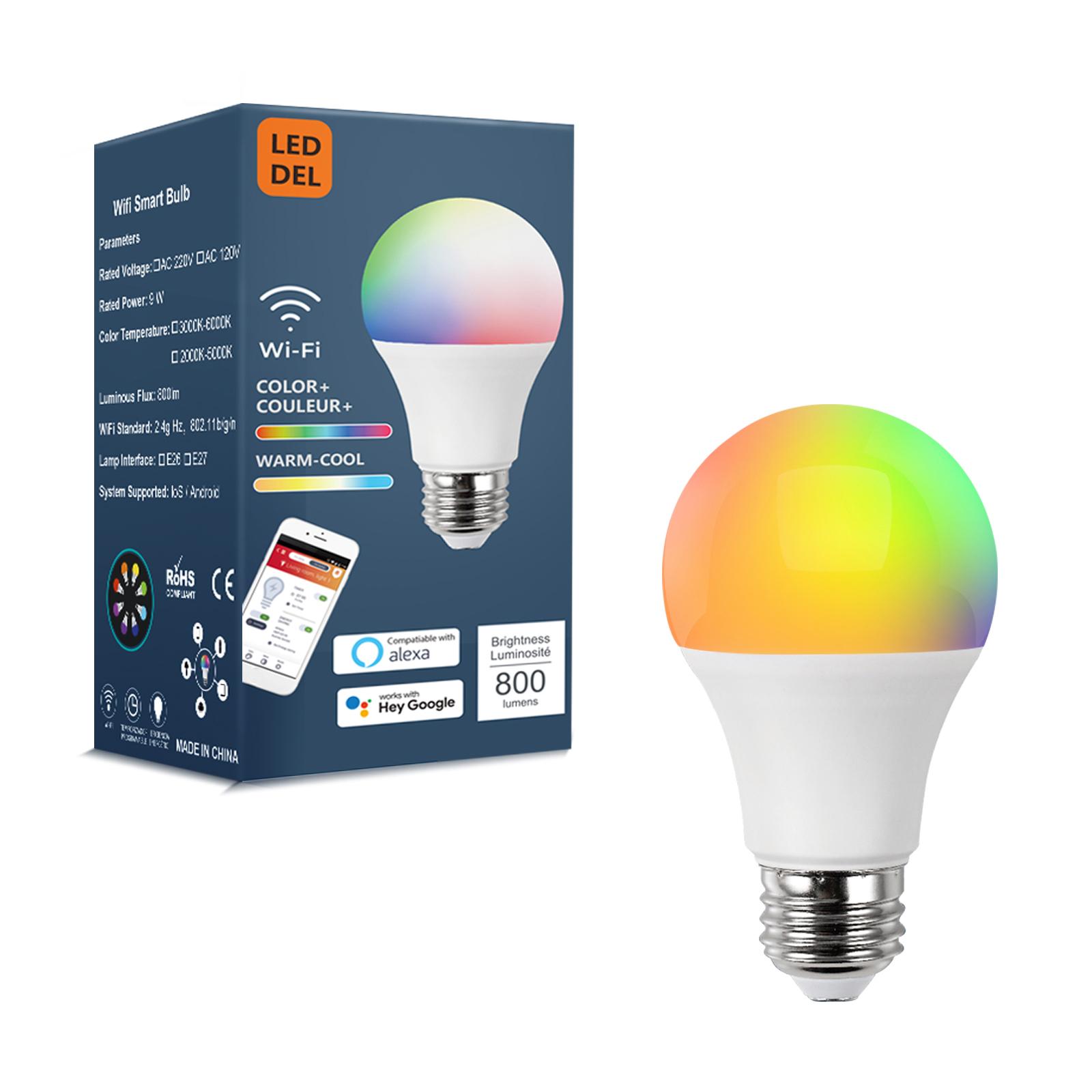 1PCS Smart WIFI LED Bulb RGB+C+W Smart Light Bulb AC220-230V 9W E27 Dimmable Light Tuya Smart Life APP Remote Control Compatible with Alexa Google Home Tmall Genie Voice Control