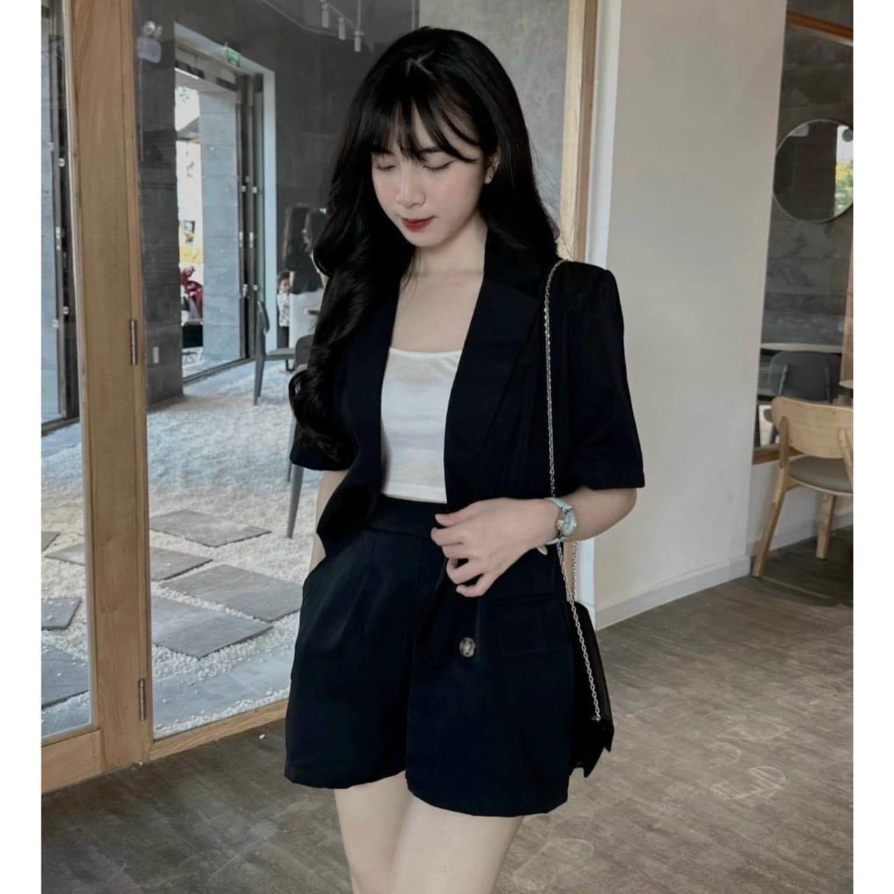 Set 3 món quần đùi áo vest tay ngắn kèm áo 2 dây ullzzang hàn quốc