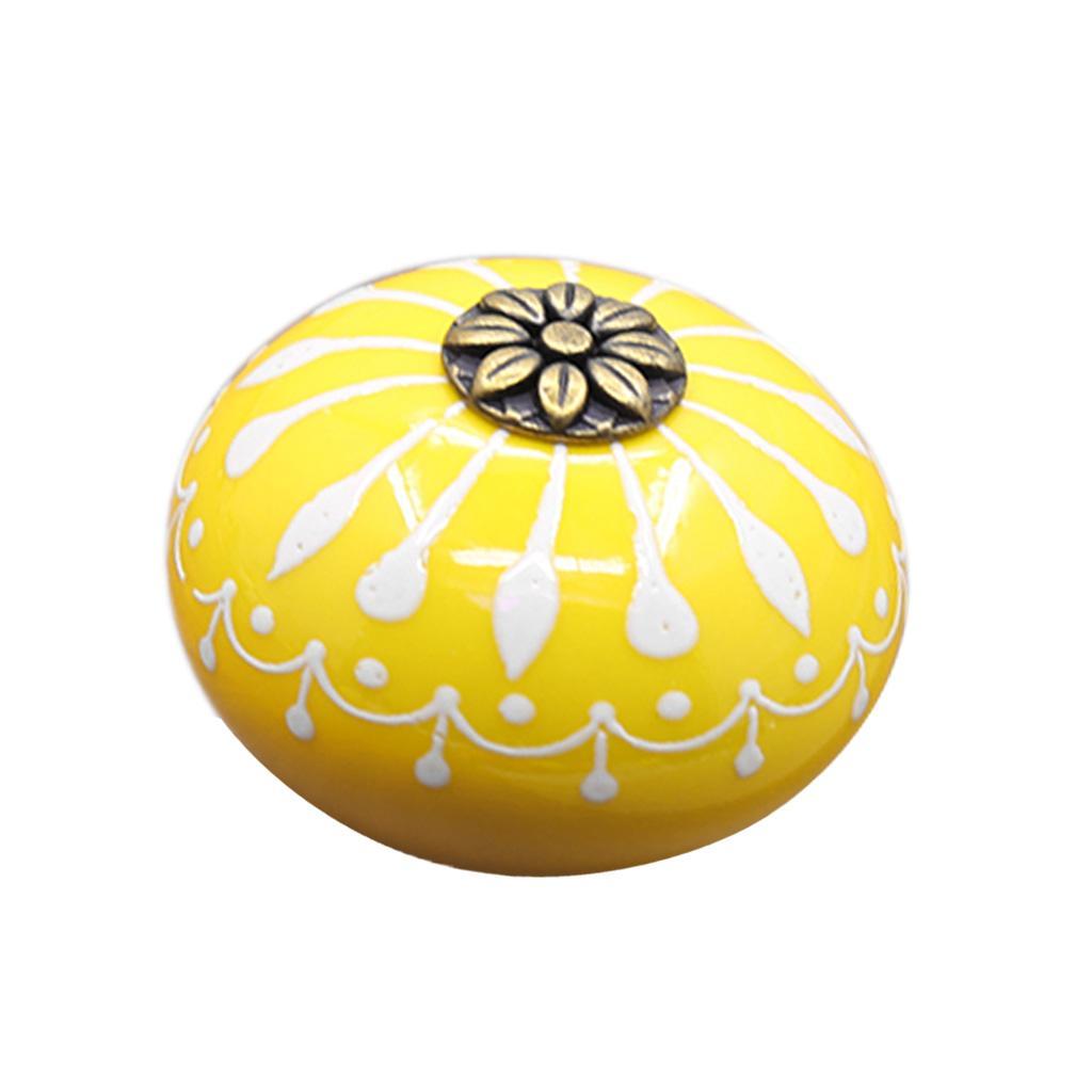 2xCeramic Cabinet Knobs Drawer Furniture Hardware Door Pull Handle Yellow