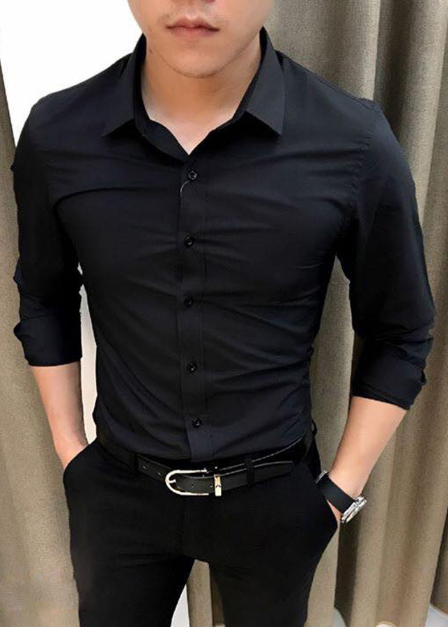 Áo Sơ Mi Nam Đen Trơn SM01