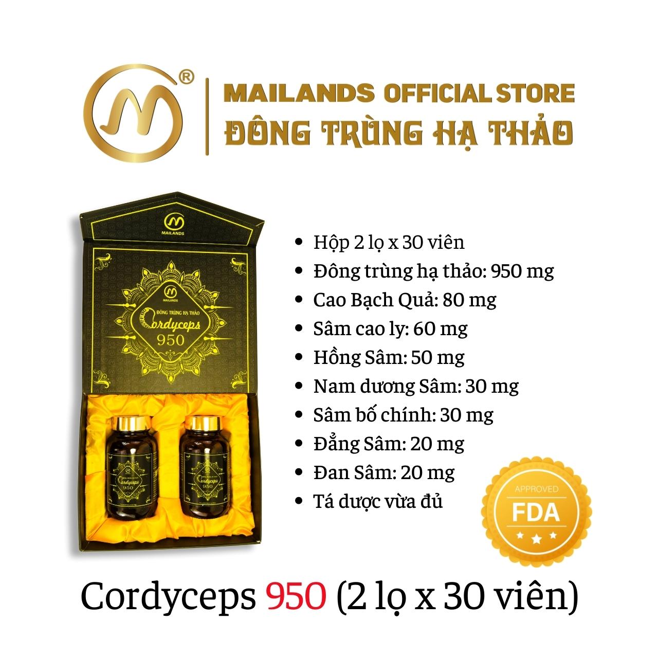 Đông Trùng Hạ Thảo Cordyceps 950 tăng cường sức đề kháng, nâng cao thể trạng