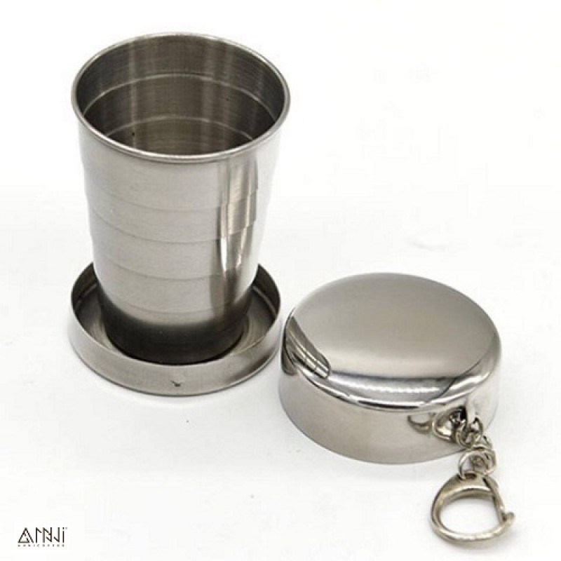 Ly, cốc uống nước gấp gọn chất liệu inox 034 sáng bóng, bền đẹp dùng mang đi học, đi chơi, đi làm rất an toàn và tiện dụng