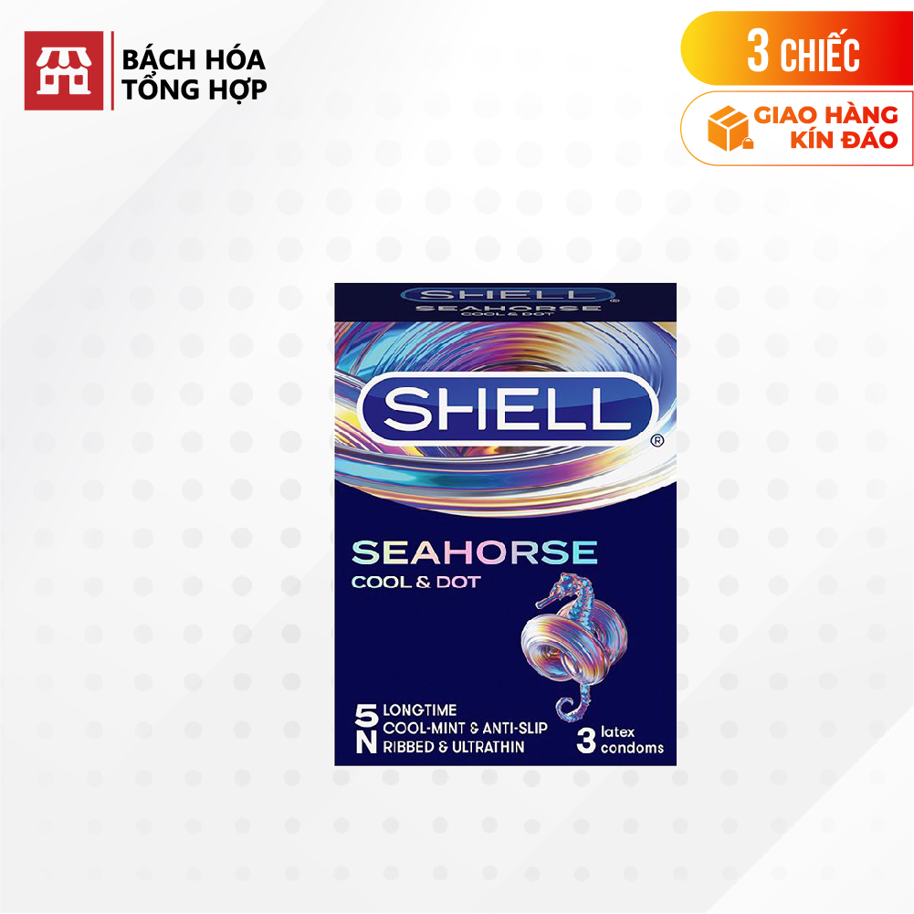 [Hộp 3 cái] Bao cao su Shell Seahorse - Kéo dài thời gian