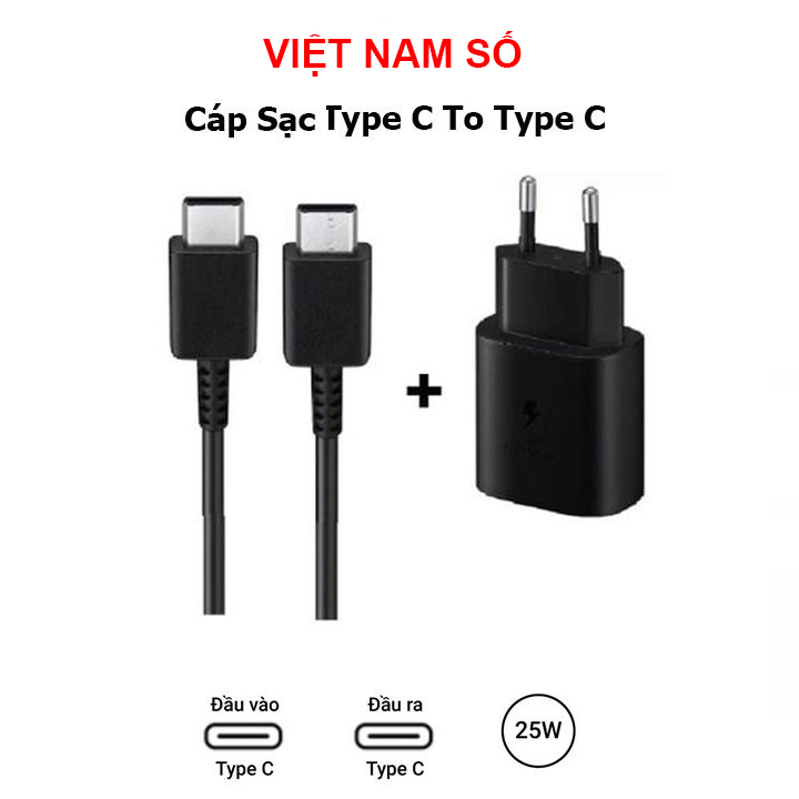 Bộ sạc cáp nhanh 25w SS TypeC to TypeC mới  bảo hành 12 tháng