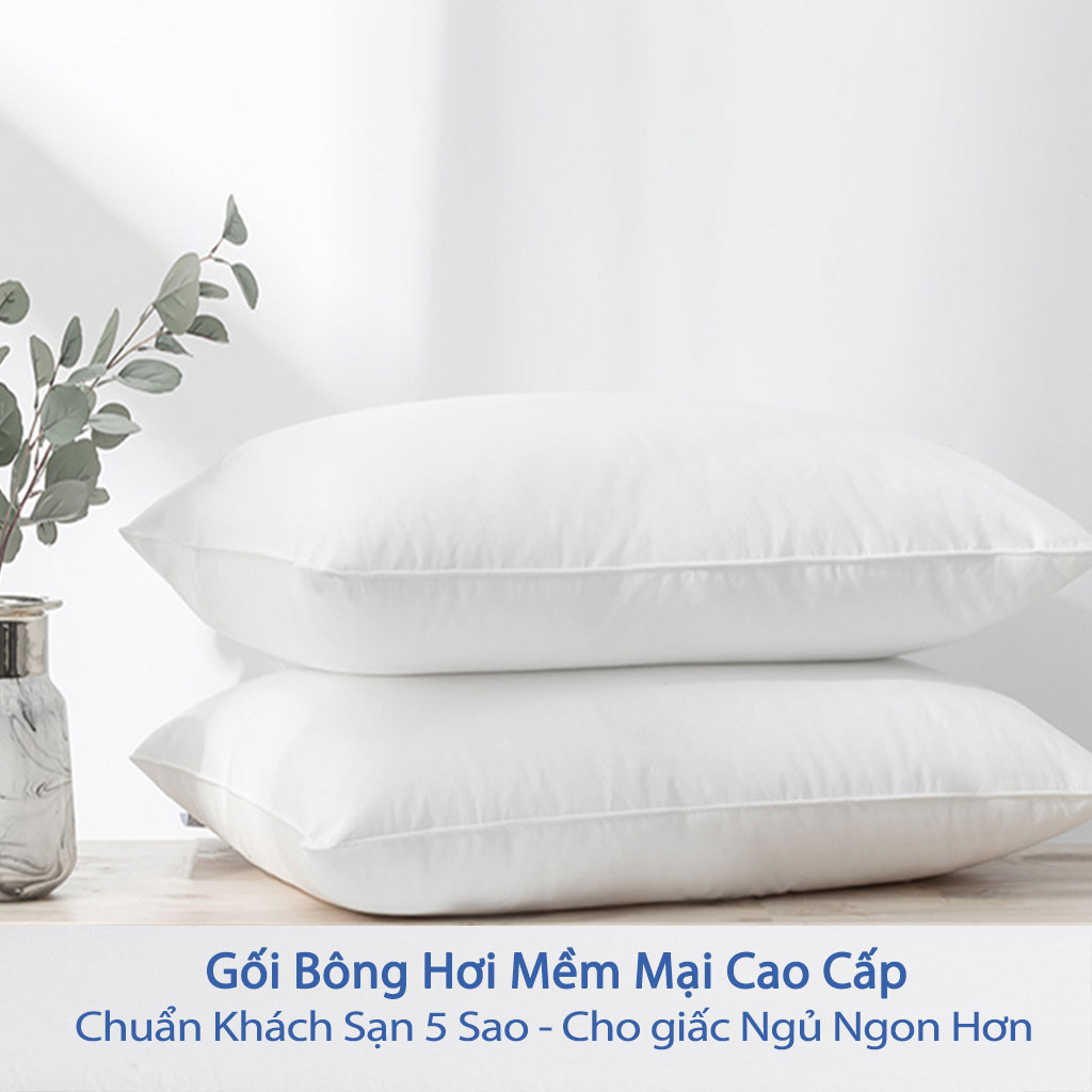 Gối Bông Hơi Cao Cấp Gối Hơi Nằm Ngủ Mềm Mại Kê Chống Mỏi Cổ Ruột Gối Bông Gòn Tư Nhiên Cao Cấp Cho Người Lớn 50x70 và 40x60