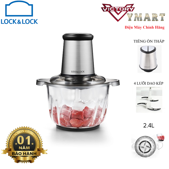 Máy Xay Thịt Cao Cấp Lock&amp;Lock Meat Chopper EJM186SLV Công Suất 400w- 2,4L - Hàng Chính Hãng