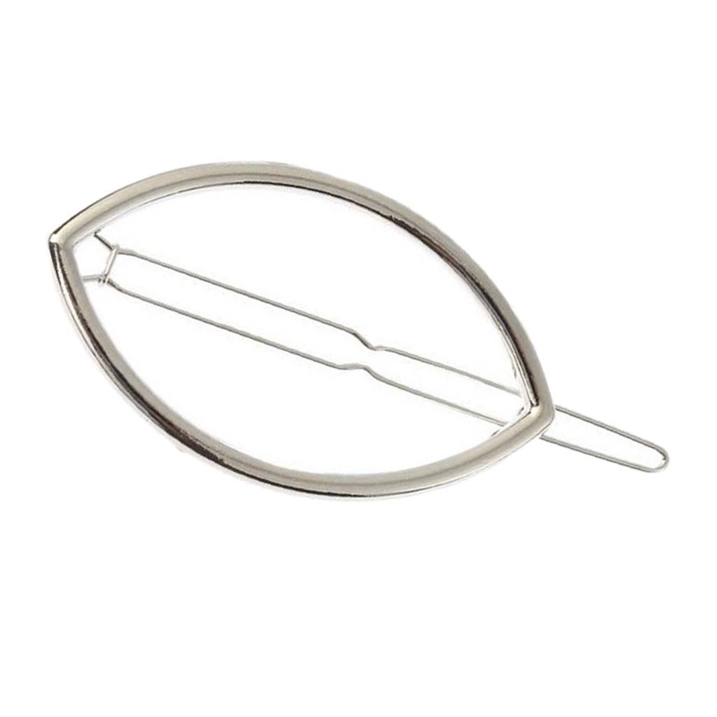 2x Geometric Hairpin Clip Delicate Alloy Oval Snap Clip for Hair Ladies Hairstyle