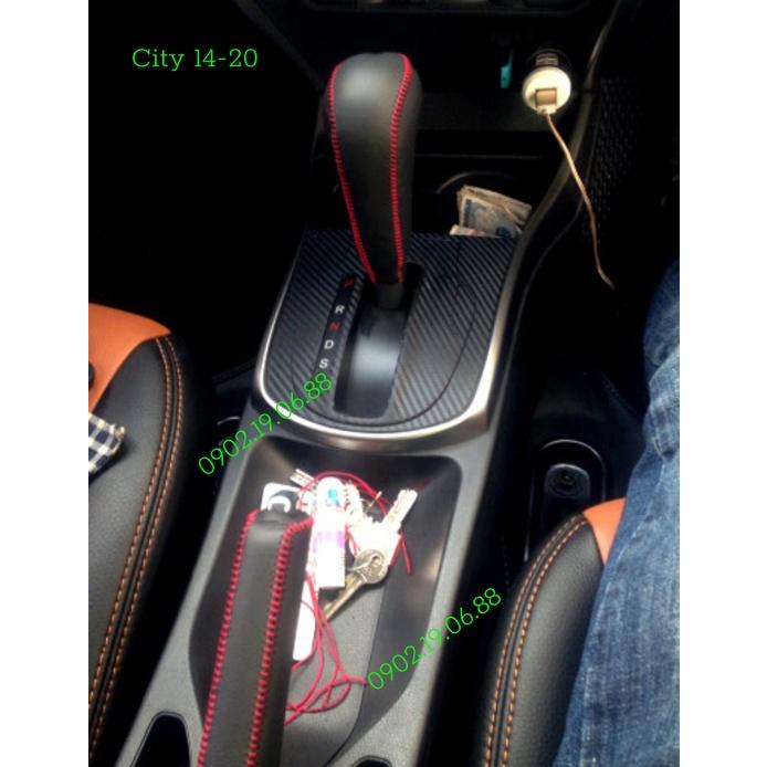 Bọc cần số da bò nhập khẩu xe Honda City đời 2014-2020