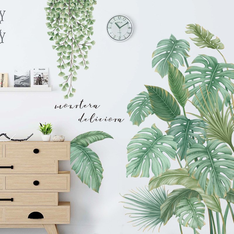 Decal dán tường lá cây nhiệt đới trang trí tươi mát