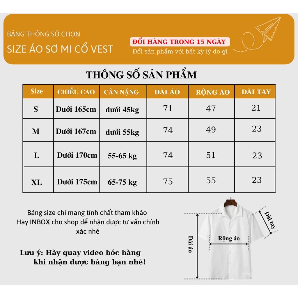 Áo sơ mi ngắn tay cổ vest MANTONI, Áo sơ mi nam nữ unisex chất lụa siêu thoáng mát (SM.CVEST