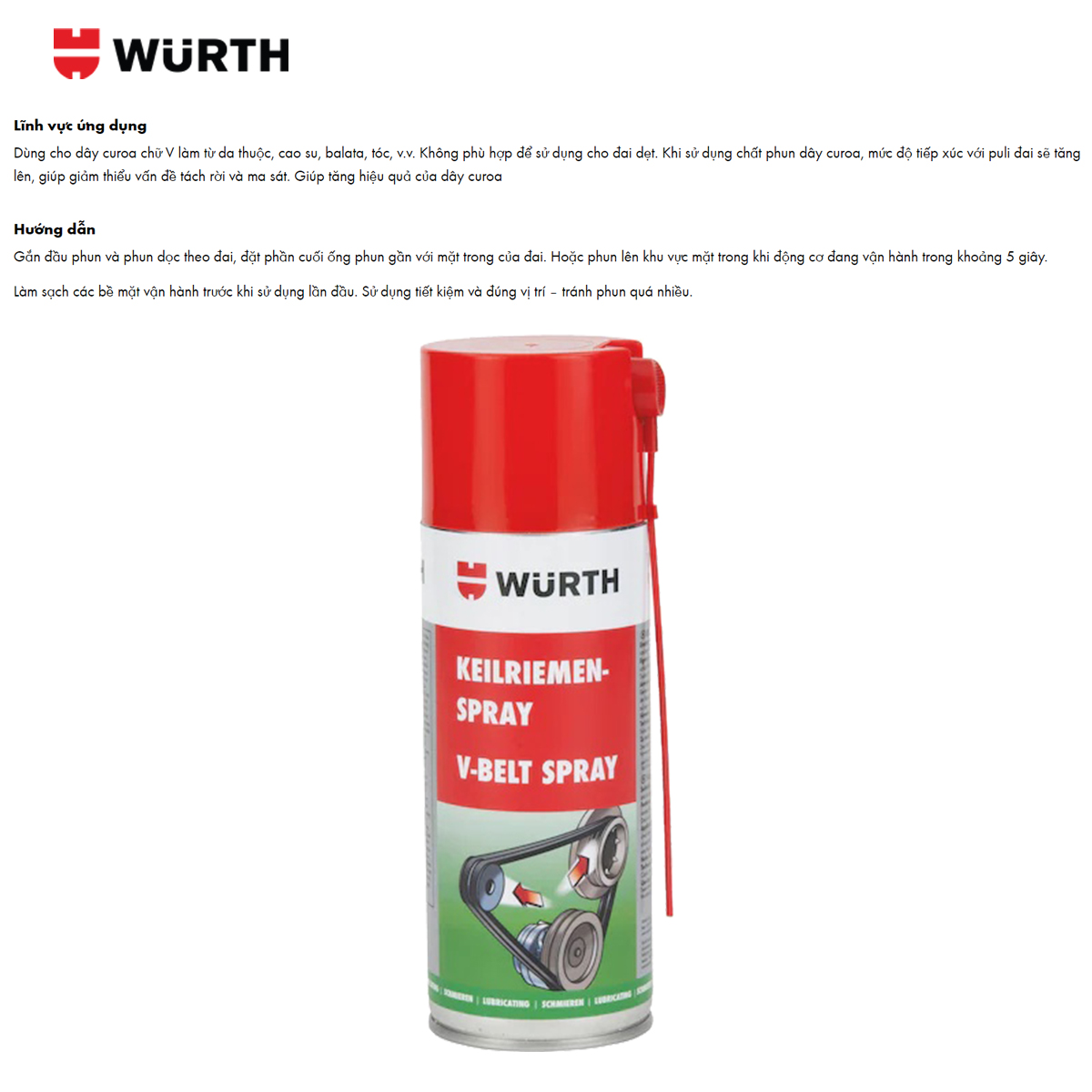 Wurth Dung Dịch Bảo Dưỡng Dây Cua Roa  Ô Tô Xe Máy 400ml