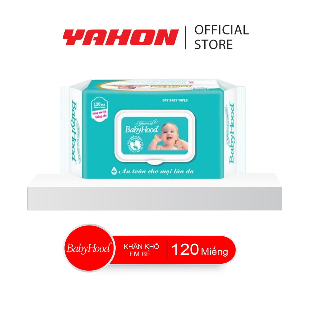 Bao Khăn Khô Em Bé BABYHOOD, 120 Miếng/Bao