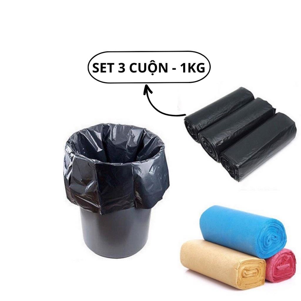Combo 3 cuộn túi đựng rác loại trung 55X65cm nặng 1kg- màu săc giao ngẫu nhiên
