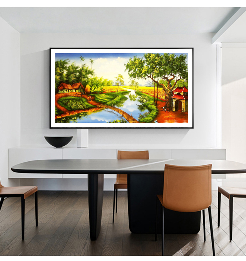 Tranh Canvas sơn dầu Một góc miền tây sông nước - OEM. Model: AZ1-0145 , Khung hợp kim nhôm, Composite chống ẩm, bền, đẹp, nhiều kích thước. Phù hợp khách sạn, nhà hàng, spa, phòng khách