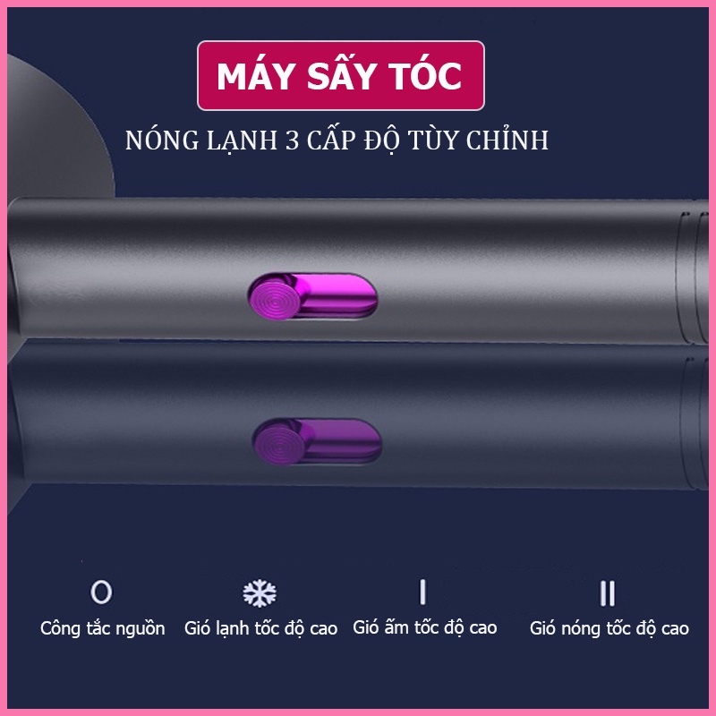 Máy Sấy Tóc 2 Chiều Nóng Lạnh Với 3 Chế Độ Gió, Máy Sấy Công Suất Lớn 23000W Sấy Khô Nhanh Chóng Giữ Tóc Mềm Mượt Chuẩn Salon Tặng Kèm Đầu Chỉnh Gió Tạo Kiểu-Hàng Chính Hãng