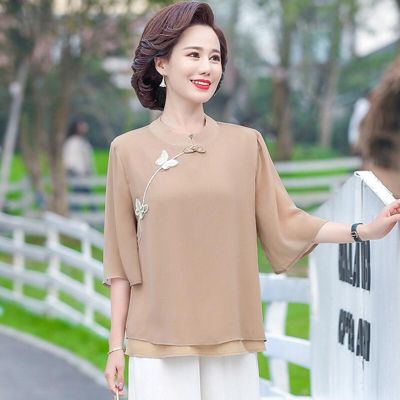 Áo Trung Niên Cổ Tàu Thời Trang Cho Mẹ Và Bà Phong Cách Sang Trọng Lịch Sự, Có Big Size