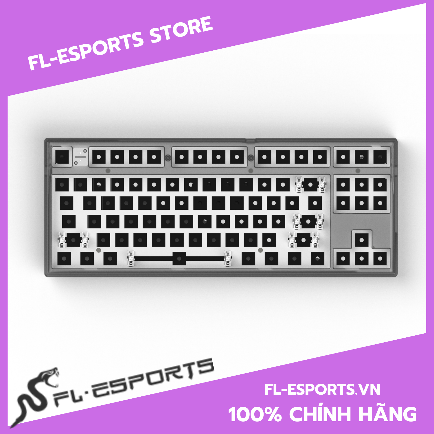 Bộ KIT bàn phím cơ FL-Esports MK870 3 Mode, Mạch xuôi, Led RGB, Hot Swap - Hàng chính hãng