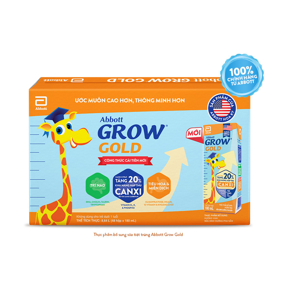 Thùng 48 Hộp Sữa Nước Abbott Grow Gold 180ml cho trẻ 1 tuổi trở lên