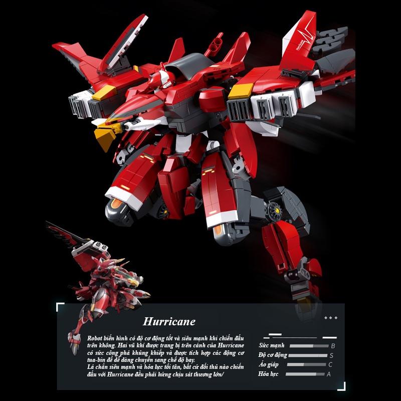 Đồ chơi Lắp ráp Mecha Phượng Hoàng lửa, Sluban B1139 Hurricane, Xếp hình thông minh, Mô hình robot