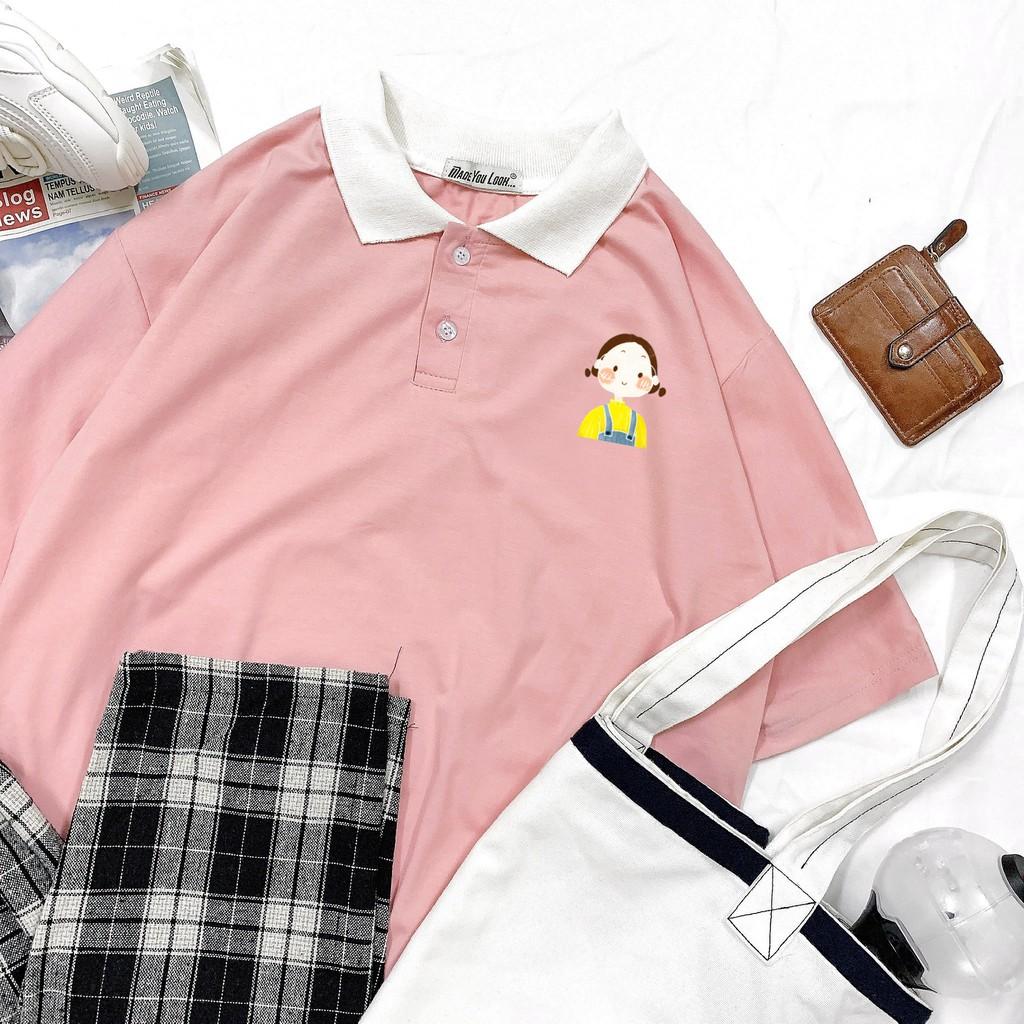Polo Áo Thun Có Cổ Tay Lỡ Form Rộng Unisex BÉ MẶC YẾM Ulzzang Couple