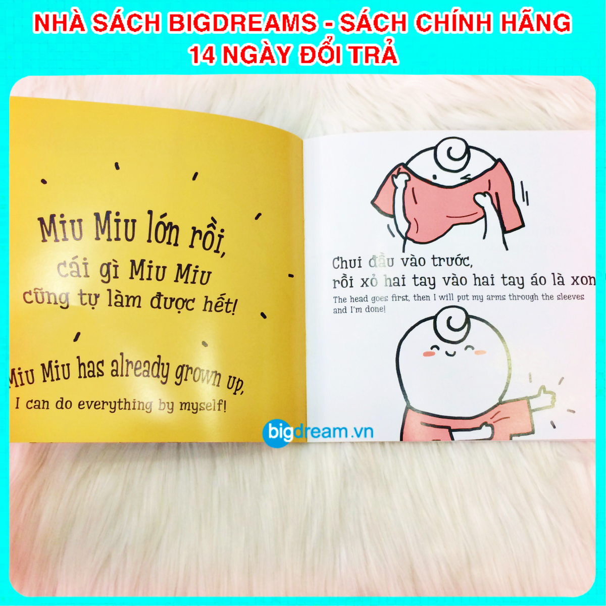 BẢN MỚI SONG NGỮ Miu Miu Tự Lập - Mặc Quần Áo Ehon Kĩ Năng Sống Cho Bé 1-6 Tuổi Miu miu hiểu chuyện Miu bé nhỏ