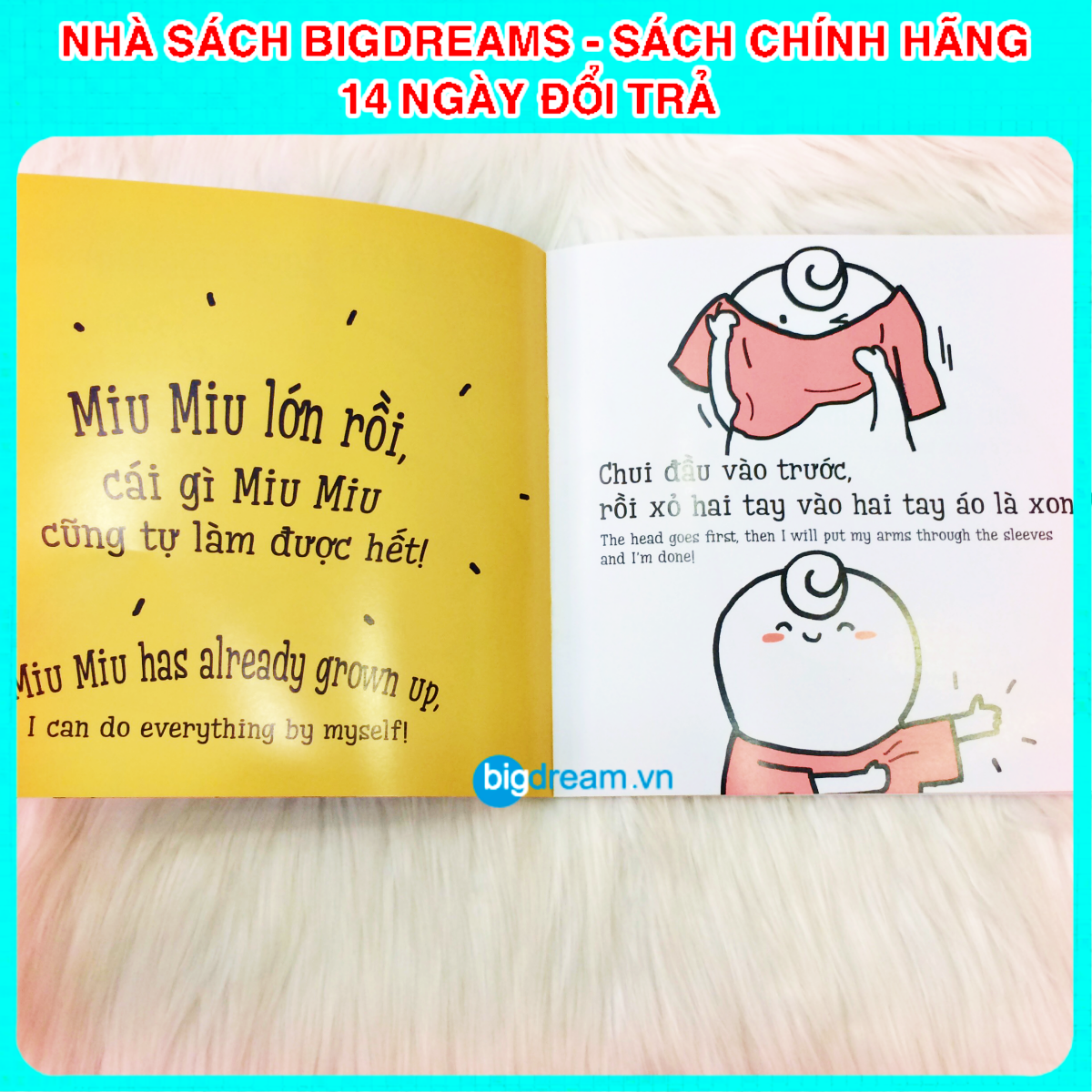 BẢN MỚI SONG NGỮ Miu Miu Tự Lập - Mặc Quần Áo Ehon Kĩ Năng Sống Cho Bé 1-6 Tuổi (Phần 1) Miu miu hiểu chuyện Miu bé nhỏ