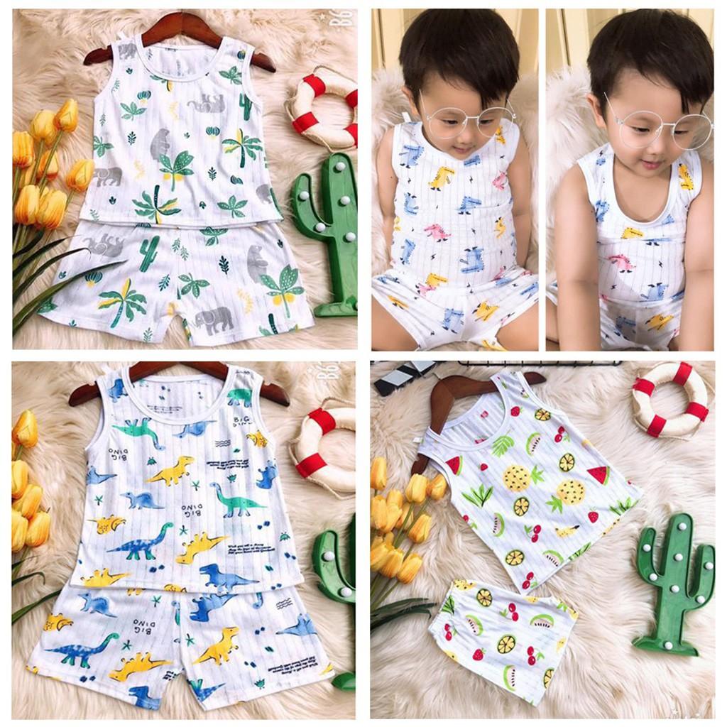 Bộ cotton giấy ba lỗ cho bé trai bé gái sơ sinh, hàng đẹp cực mát
