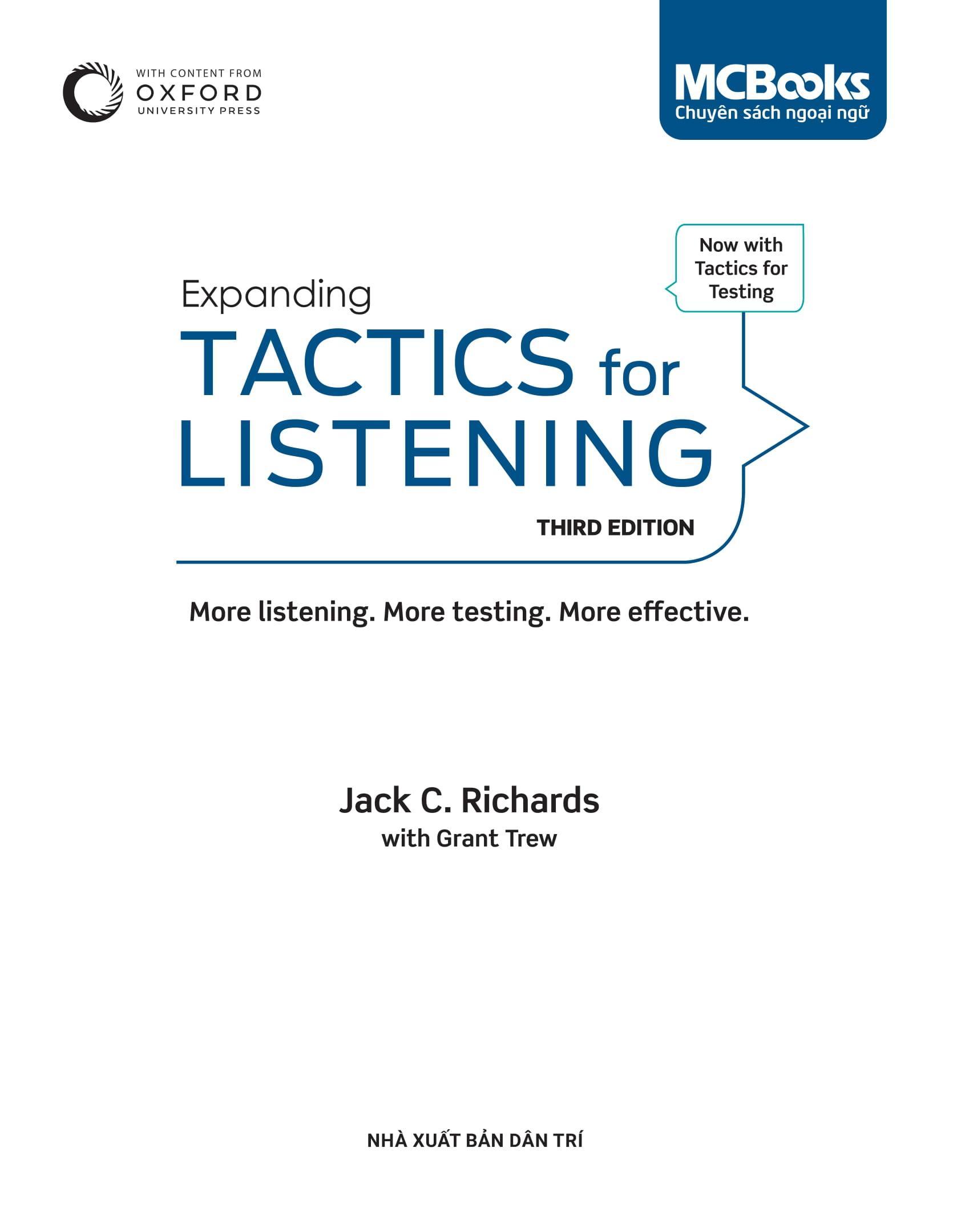 Sách - Sách - Tactics For Listening - Basic/Expanding/Developing - Chiến Thuật Luyện Nghe Tiếng Anh Cơ Bản/Nâng Cao/Mở Rộng