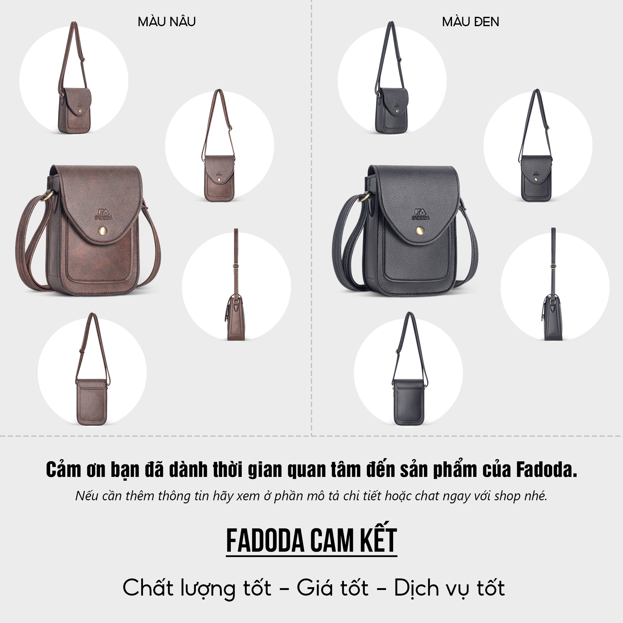 Túi da thời trang đeo chéo mini đựng điện thoại nữ Fadoda FN46