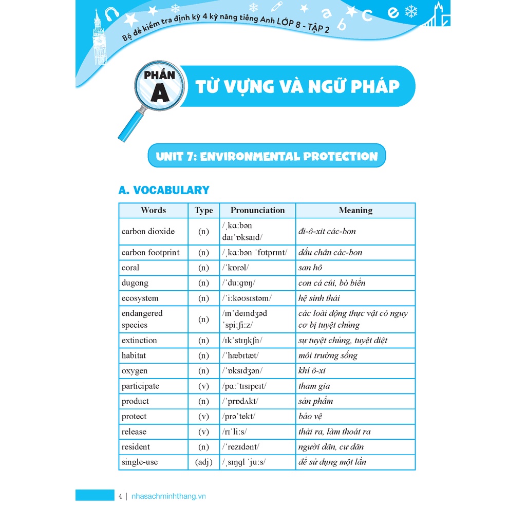 Sách - GLOBAL SUCCESS - Bộ đề kiểm tra định kỳ 4 kỹ năng tiếng anh lớp 8 tập 2 - MT