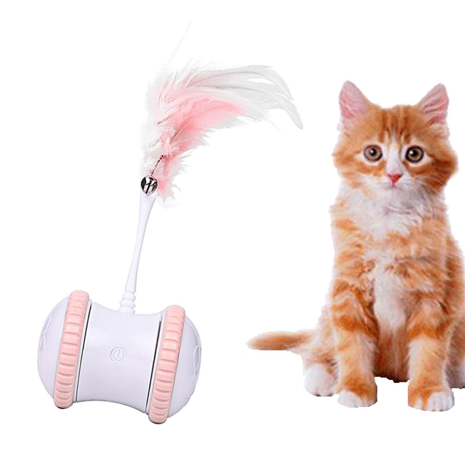 Toy For Cats Rotating Cup With Feathers Electronic Toy Teaser