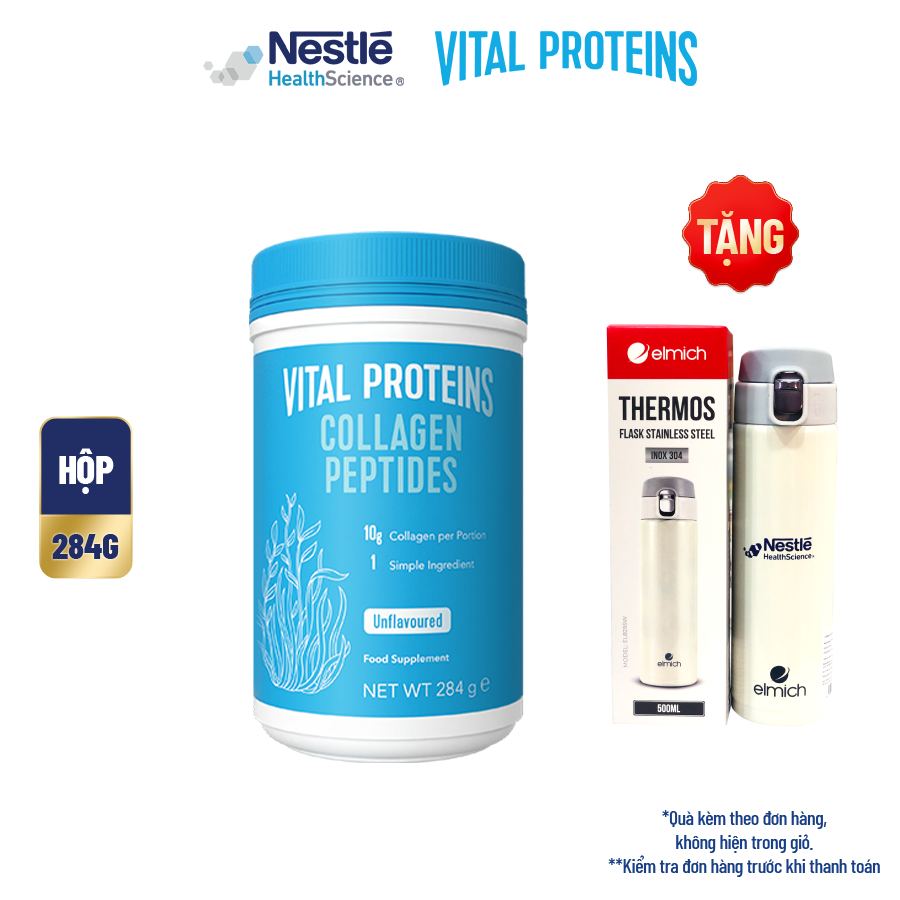 [Tặng Bình nước Premium] 1 Lon Bột Uống Collagen Cao Cấp Hoa Kỳ Vital Proteins 284G
