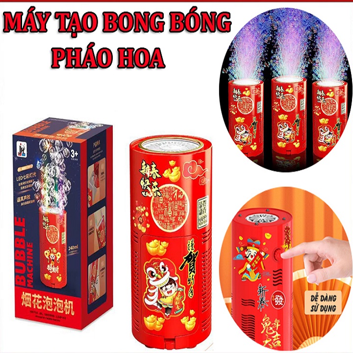 Máy Điện Thổi Bong Bóng Xà Phòng Tự Động - Có Đèn Led Nhiều Màu Kèm Nhạc - Trang Trí Ngày Lễ, Tết