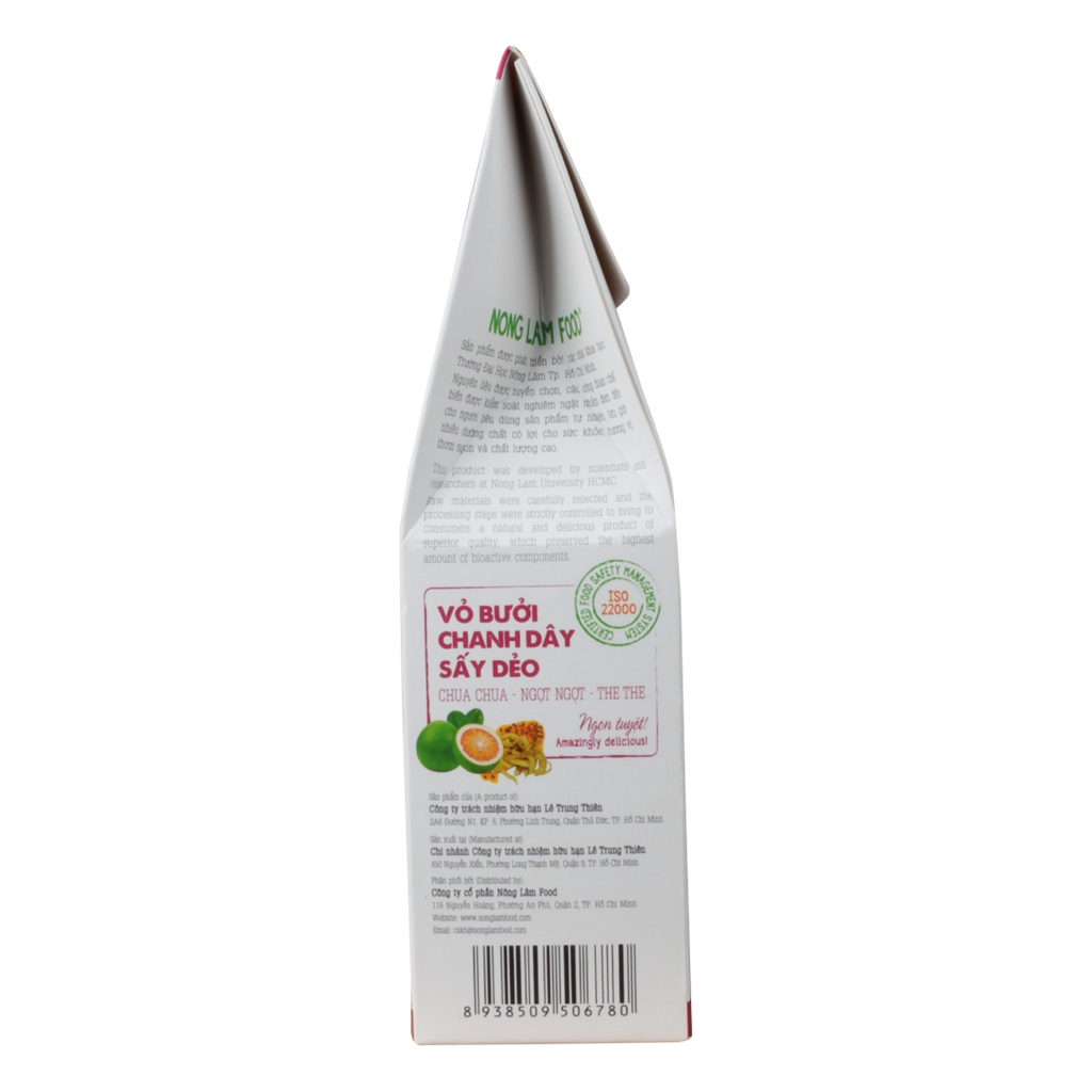 [HÀNG XUẤT KHẨU LOẠI 1] Vỏ bưởi chanh dây sấy dẻo Nonglamfood hộp 100g| Tăng cường đề kháng tự nhiên
