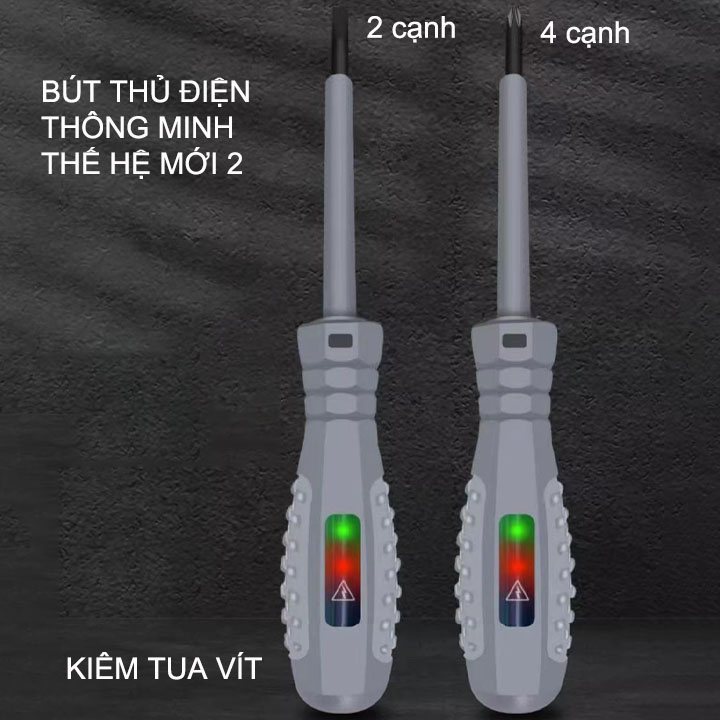 Bút thử điện thông minh thế hệ mới 02, với 2 đèn xanh đỏ, tua vít từ tính, kiểm tra dây điện đứt ngầm, đo thông mạch (M886)