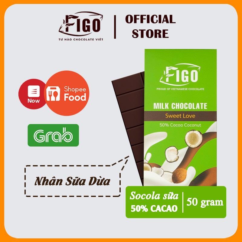 Kẹo socola sữa nhân Dừa 50g ăn vặt văn phòng FIGO