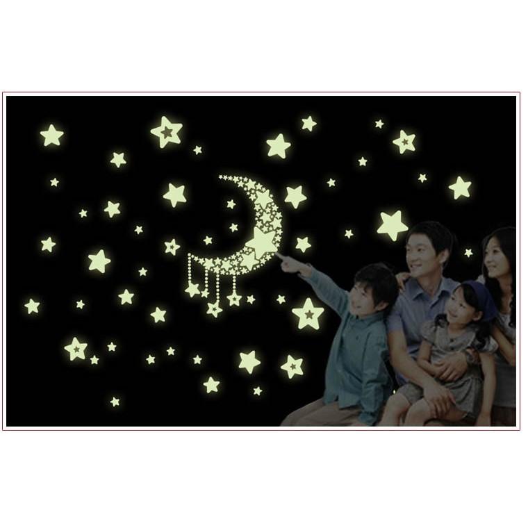 Decal trang trí trăng sao dạ quang