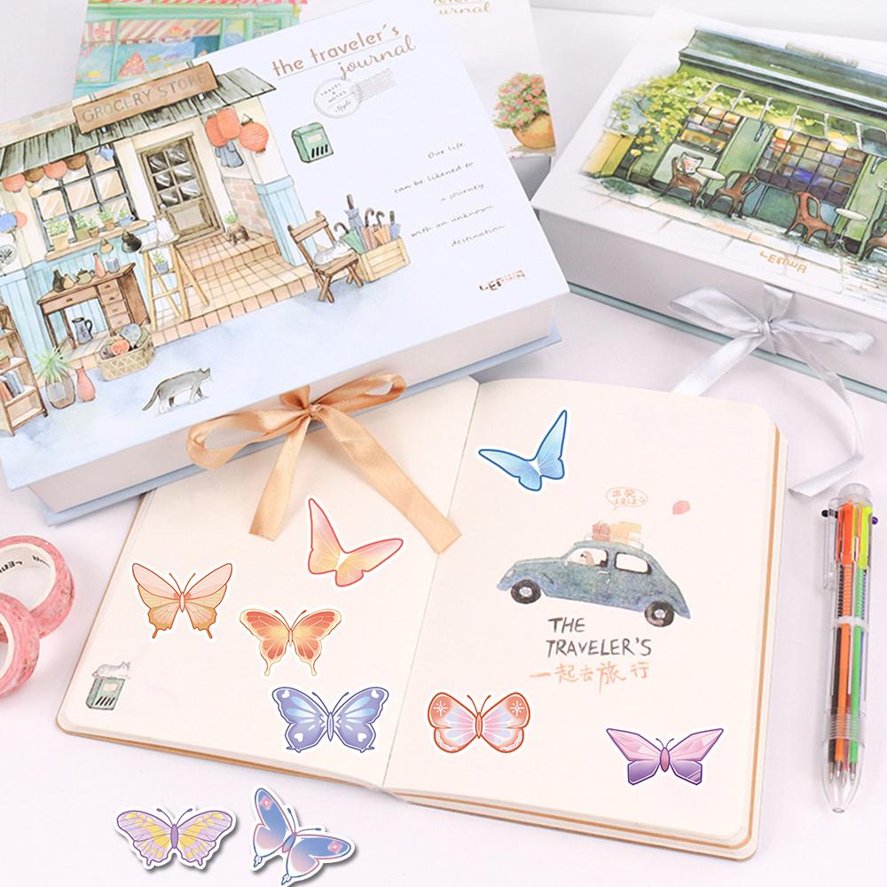 Sticker bướm chibi hoạt hình cute trang trí mũ bảo hiểm,guitar,ukulele,điện thoại,sổ tay,laptop-mẫu S25