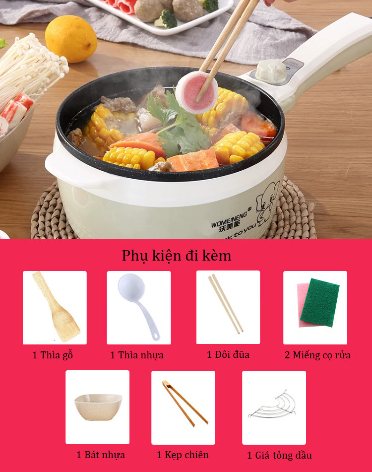 Chảo Điện Đa Năng ( NẤU CƠM, NẤU CANH, NẤU LẨU, CHIÊN, HẤP, XÀO, RÁN, CHỐNG DÍNH CỰC TỐT ) - HÀNG NHẬP KHẨU