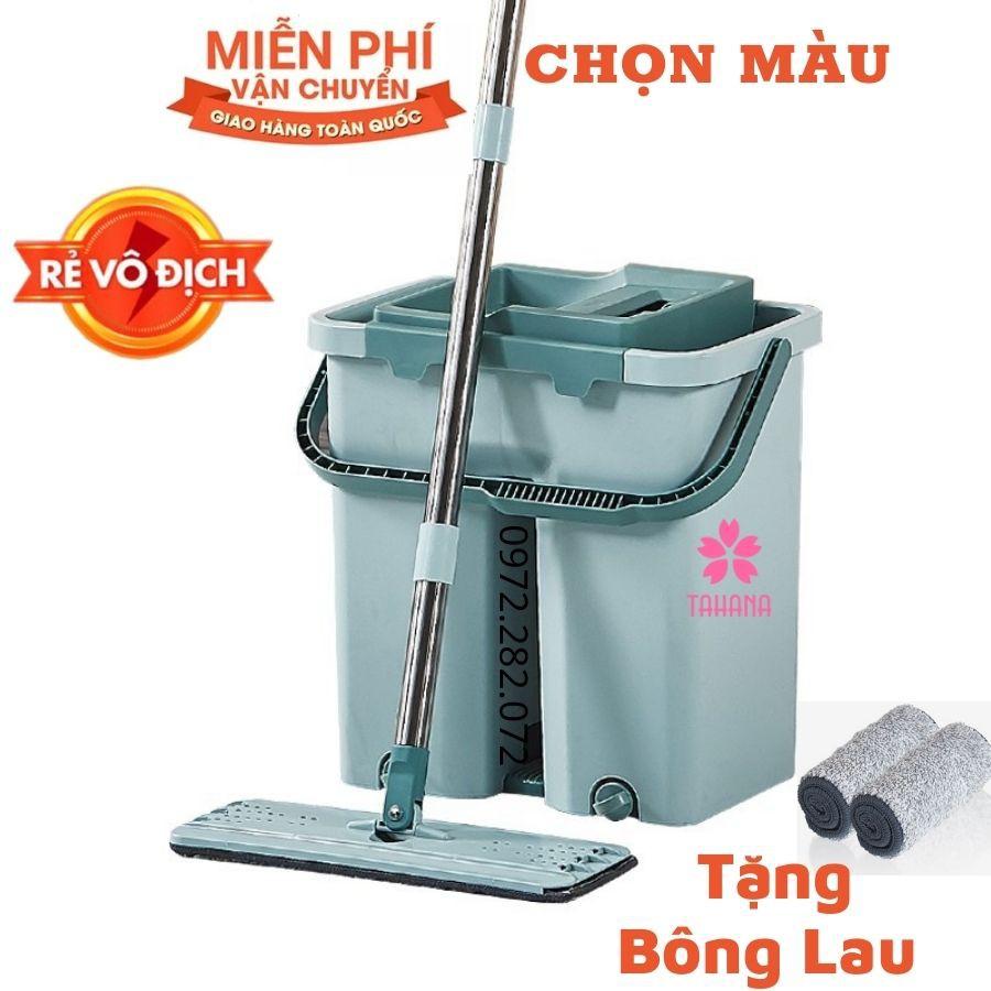 Chổi lau nhà tự vắt thông minh Xoay 360 độ kèm thùng Bộ lau nhà tặng bông lau