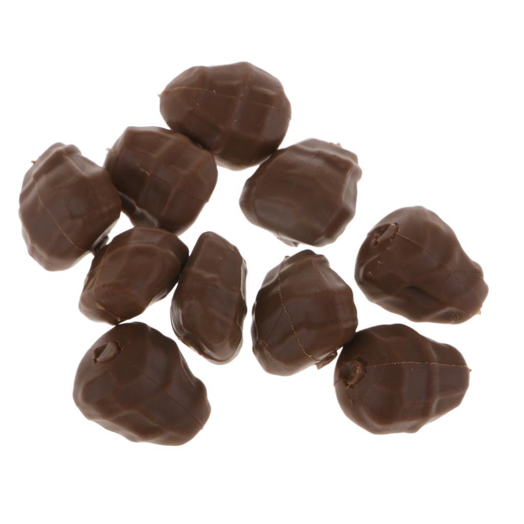 10pcs Fishing Baits Pop Up Tiger Nuts Imitation Bait For Carp Fishing Brown