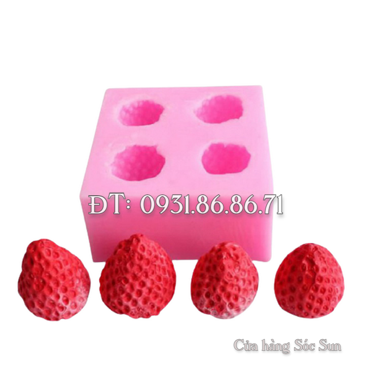 Khuôn silicon 4 trái dâu tây - Mã số 1366
