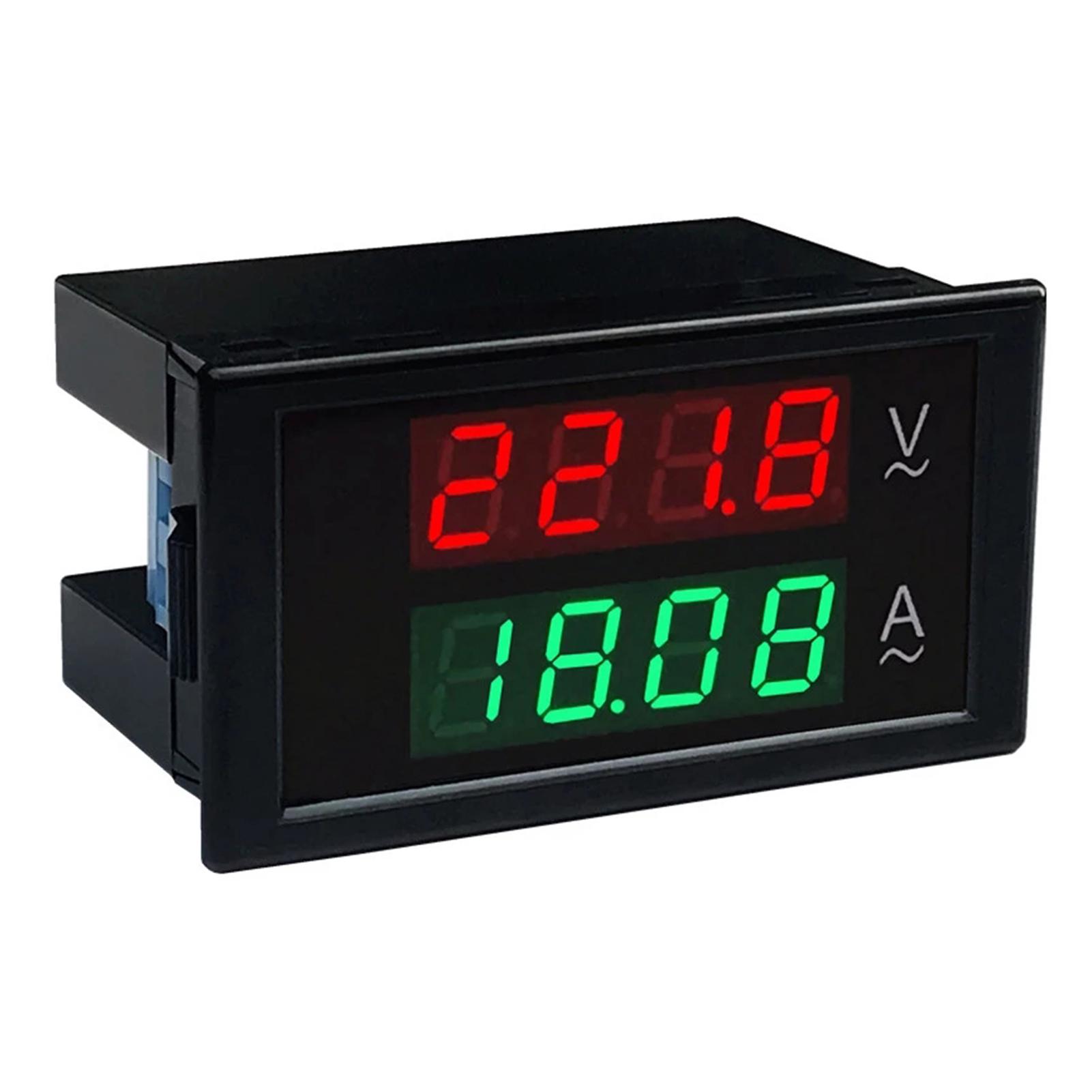 AC 80-300V 100A Digital Voltmeter Ammeter Amperage Tester Gauge Green Red LED Amp Dual Display AC Panel Current Meter